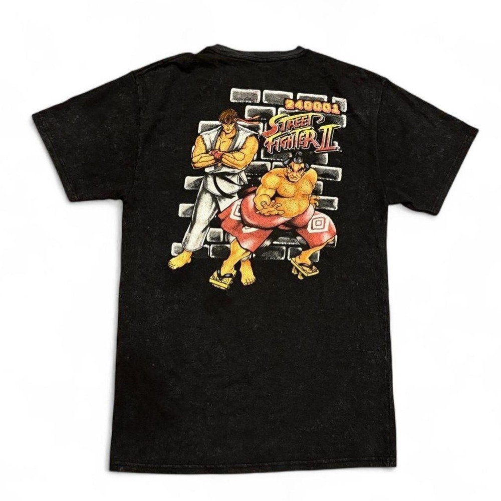 Street Fighter II Ryu E. Honda Graphic T-Shirt Black Mens Medium Capcom